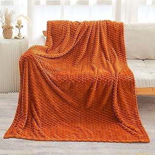 Orange Flannel Throw Blanket (50X70 inches), 300 GSM Fleece Cozy Warm Soft Home Decor Lightweight Bed Sofa Blanket for Adults, Suitable for All Seasons.