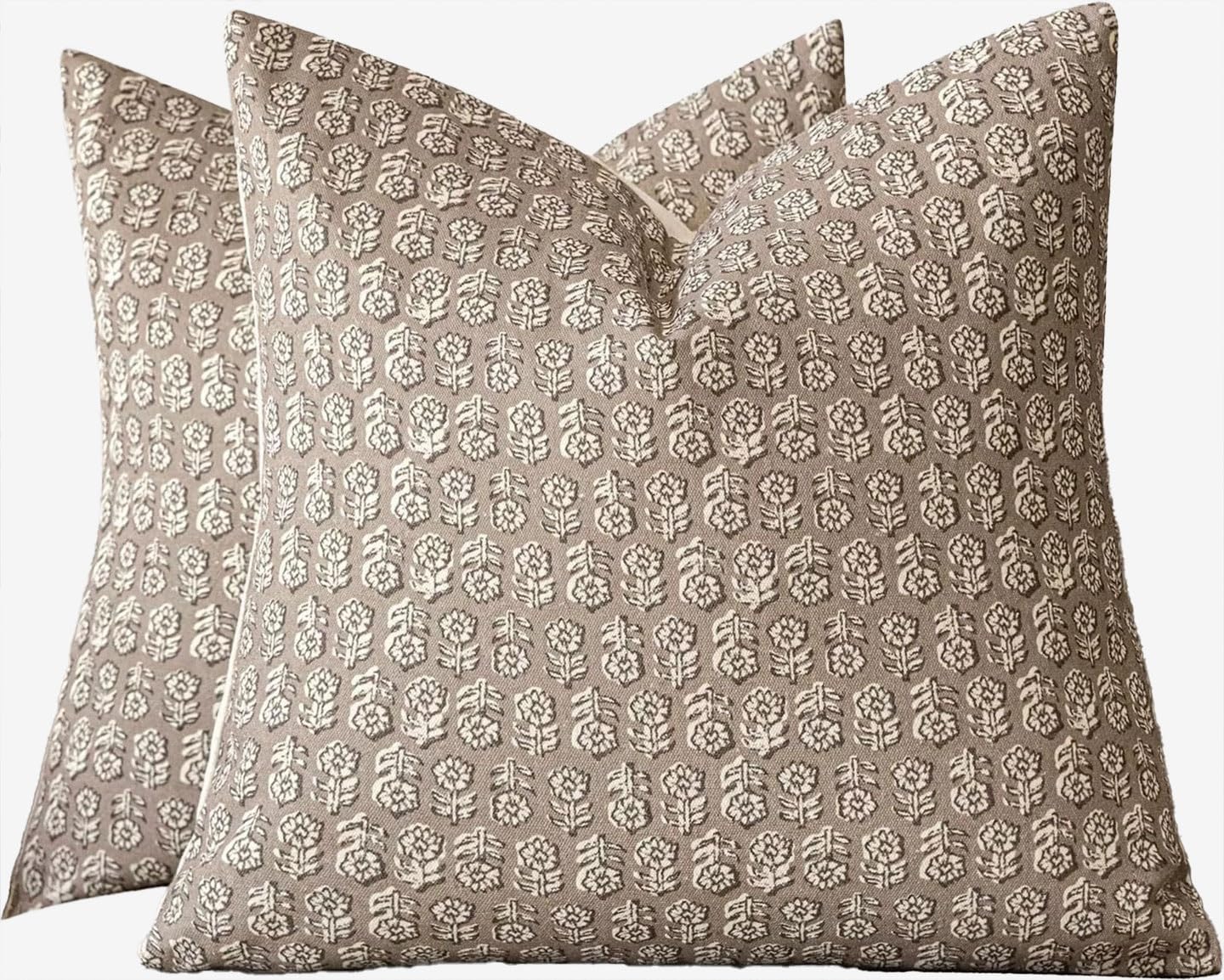 Throw Pillow Covers Boho 16x16/18x18/20x20 - Set of 2 Vintage Floral Pillowcases with Zipper for Bed Accent Modern Pillowcase Sofa Livingroom Home(Light brown,2pcs：45x45cm)
