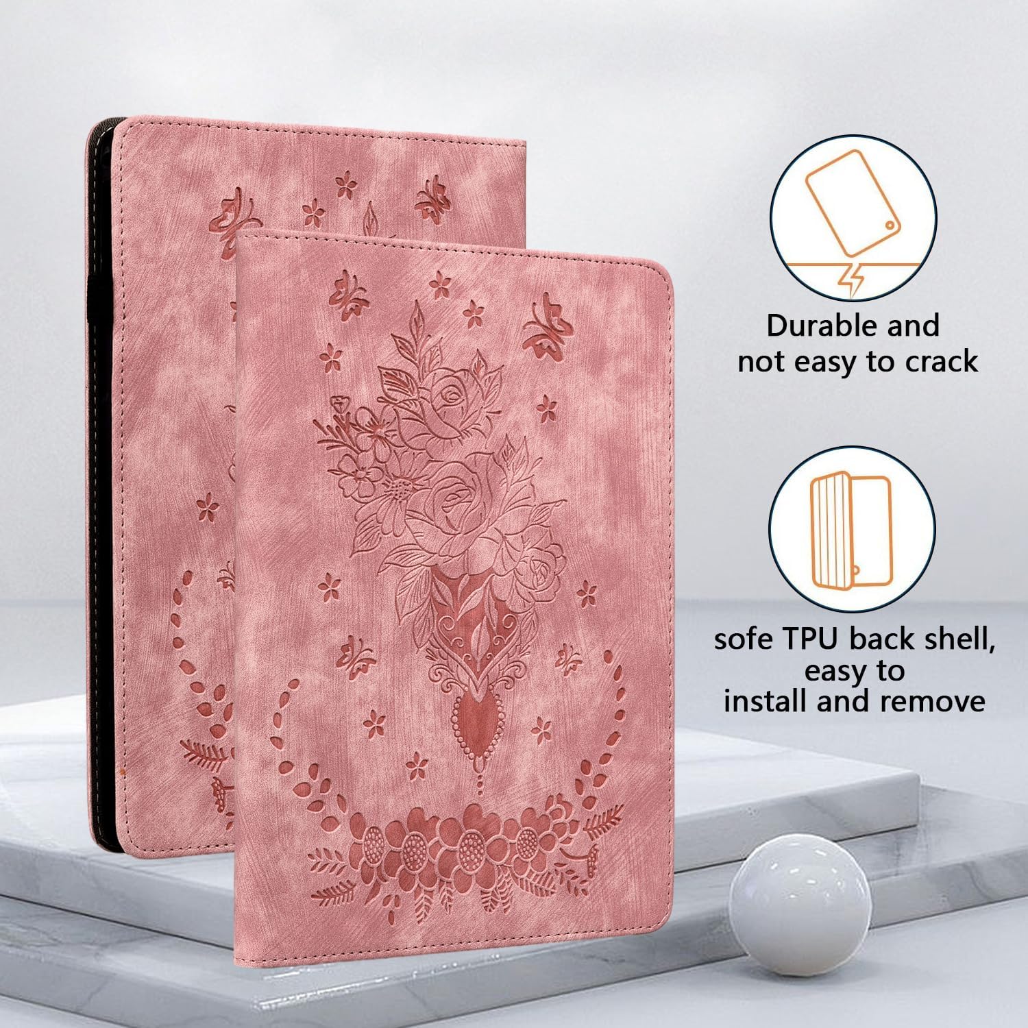 Case for iPad (A16) 11th Generation 11 Inch 2025, iPad 10th Generation 10.9 inch 2022, Auto Wake/Sleep Multi-Angle Flip PU Leather Cover with Pencil Holder, Pink