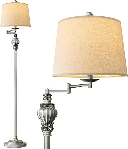 Miniatura 13 de Lámpara de pie vintage de 61 pulgadas con brazo oscilante ajustable de 350°, lámpara de pie para dormitorio, sala de estar, mesita de noche, mesita