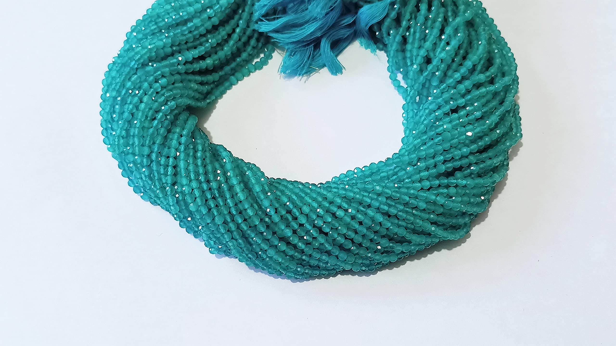 Naturalny zielony chalcedon fasetowane okrągłe koraliki około 3 mm | sznurek 33 cm | koraliki do biżuterii DIY - kolczyki, naszyjnik, bransoletka, łańcuszek na kostkę (5)