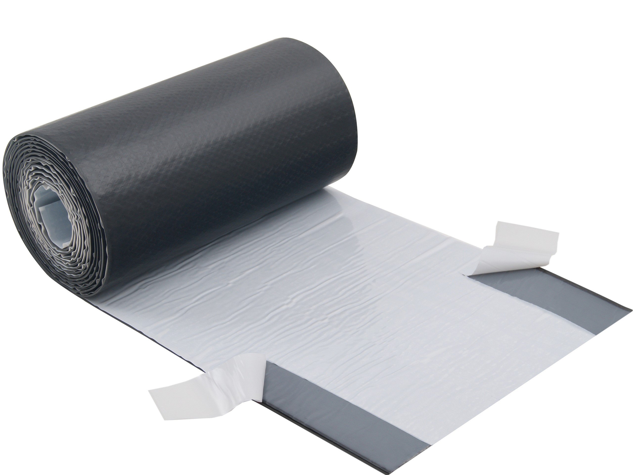 Parotec EPDM Wandanschlussband mit Aluminium Streckgitter (Schwarz) | Kaminanschlussband, armiertes EPDM, vollflächiger Butylkleber, UV-beständig, wetterfest