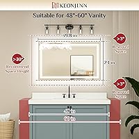 Vista 2 de Espejo de baño LED Keonjinn de 40" x 24" con iluminación frontal y trasera, 3 temperaturas de color continuas y espejo de tocador regulable