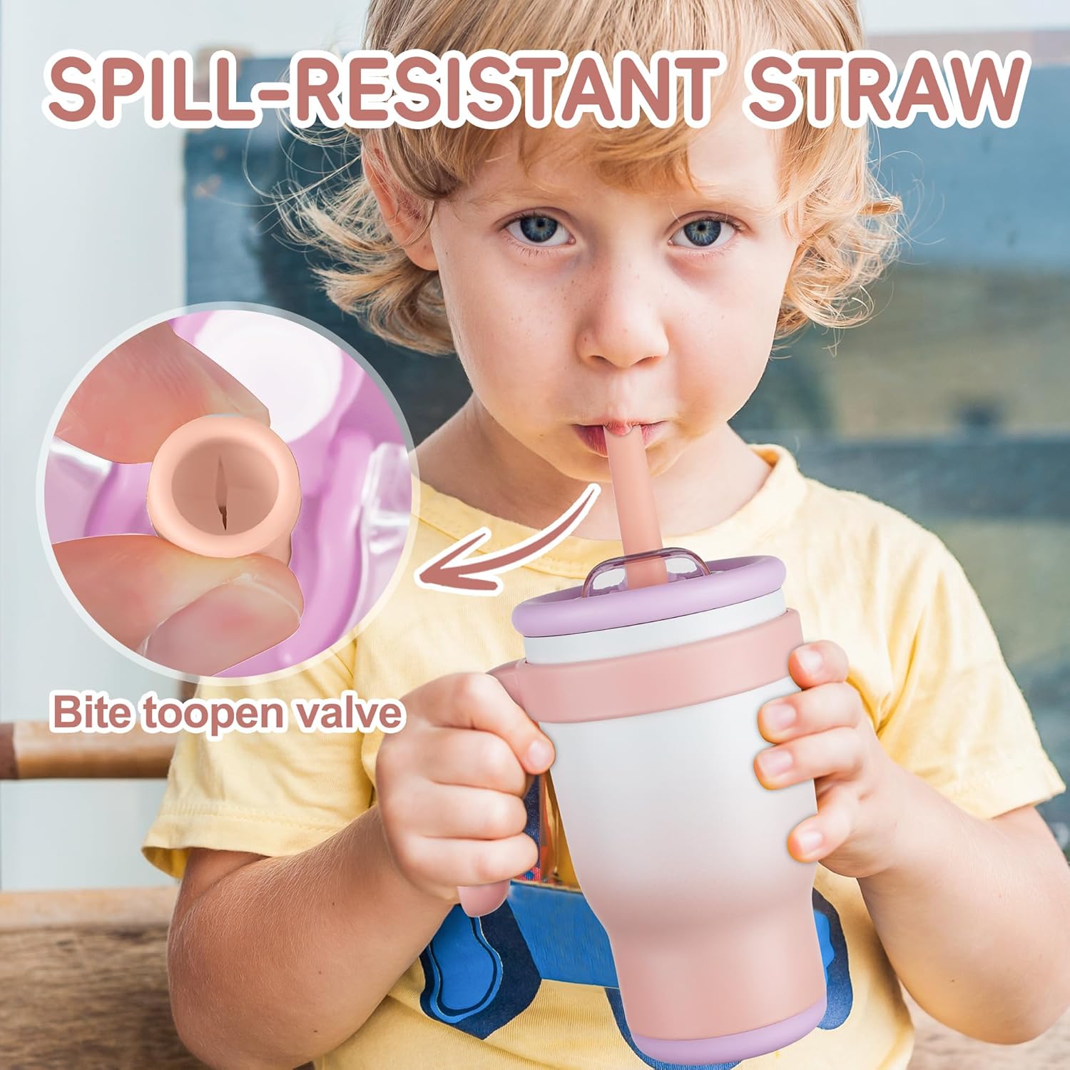 14oz Toddler Sippy Cup Vacuum Insulated Stainless Steel Kids Cup with Handle, Spill-Proof Straw, Leak-Proof Travel Cup for Home or On-the-Go - Image 4