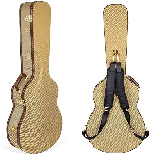 Miniatura 4 de Crossrock Estuche rígido de madera para guitarras eléctricas Les Paul con correas de hombro extraíbles-Tweed (CRW700LTW)