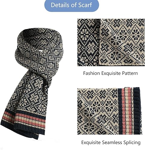 Miniatura 7 de 3 piezas de gorro de invierno bufanda y guantes para pantalla táctil para mujer, gorro de punto, gorro de cuello cálido, bufanda con forro polar