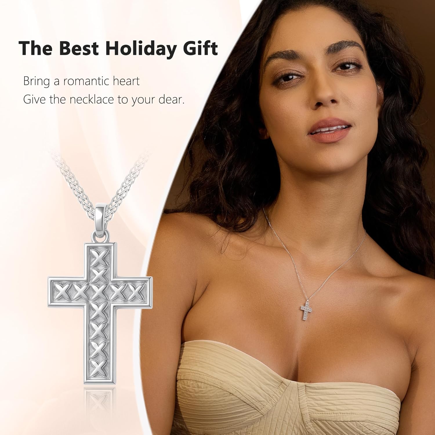 S925 Sterling Silver Cross Necklace for Women, Dainty Mother of Pearl Pendant with Cubic Zirconia, Chic Symbolic Jewelry Gift for Her - Image 4