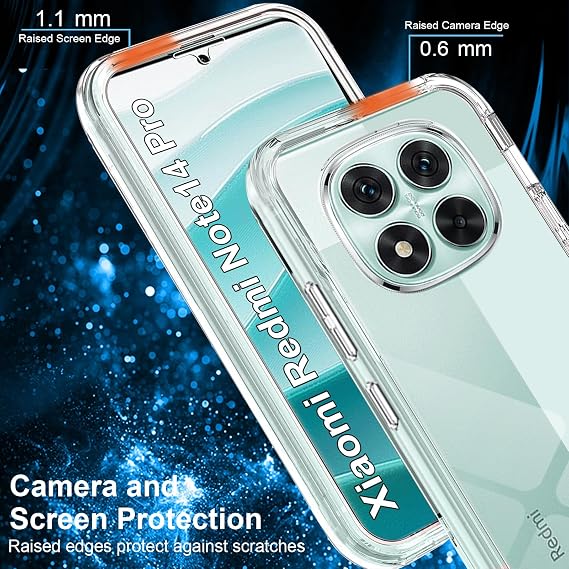 Case for Redmi Note 14 Pro 5G Shockproof 360 Degree Protection with Built-in Screen Protector Robust Double-Sided Ultra-thin Transparent Bumper Case for Redmi Note 14 Pro 5G, Clear