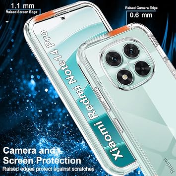 Case for Redmi Note 14 Pro 5G Shockproof 360 Degree Protection with Built-in Screen Protector Robust Double-Sided Ultra-thin Transparent Bumper Case for Redmi Note 14 Pro 5G, Clear