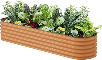 Vego garden Raised Garden Bed Kits, 17" Tall 9 in 1 8ft x 2ft Metal Raised Planter Bed Outdoor for Vegetables Flowers Ground Planter Box, Terra Cotta
