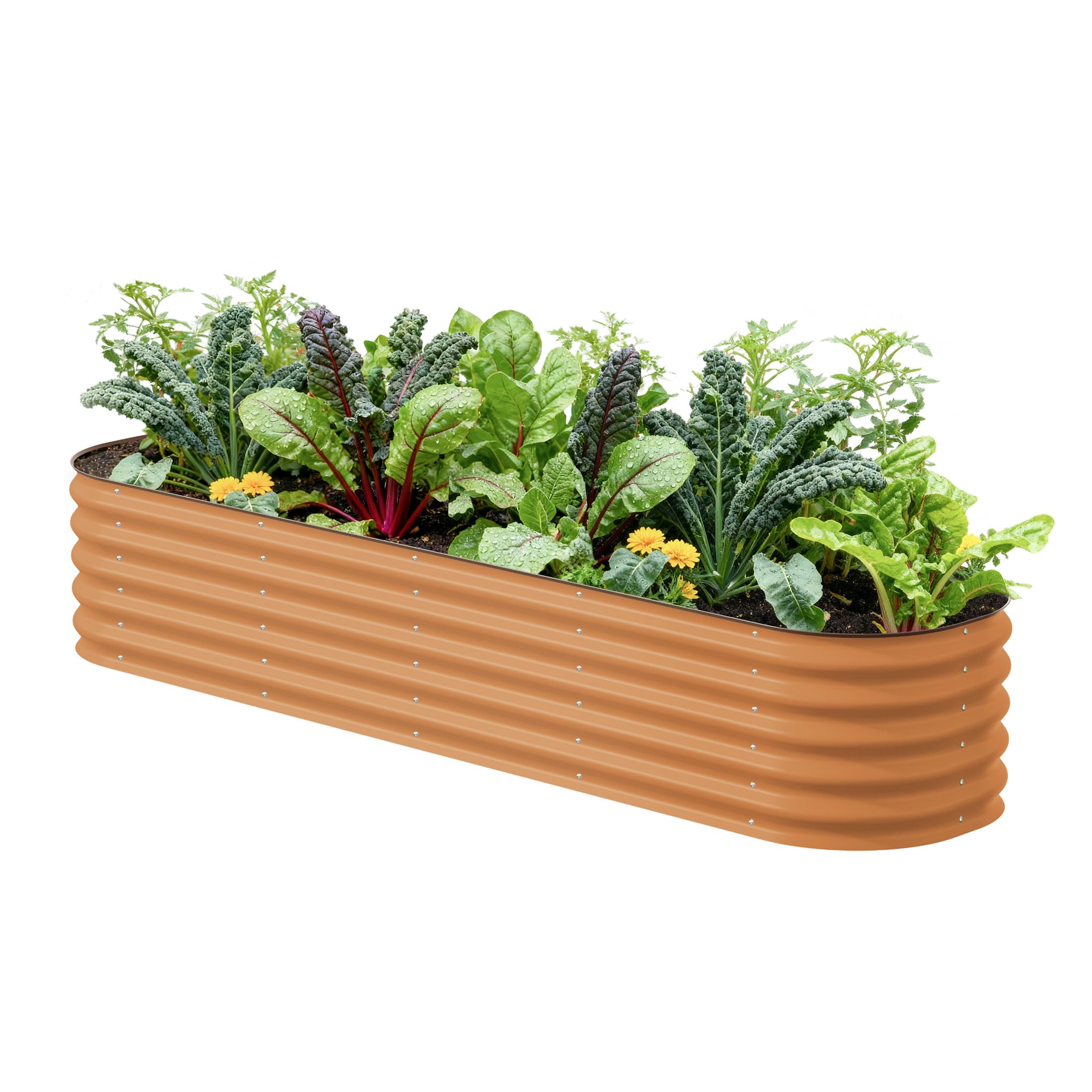 Vego garden Raised Garden Bed Kits, 17" Tall 9 in 1 8ft x 2ft Metal Raised Planter Bed Outdoor for Vegetables Flowers Ground Planter Box, Terra Cotta