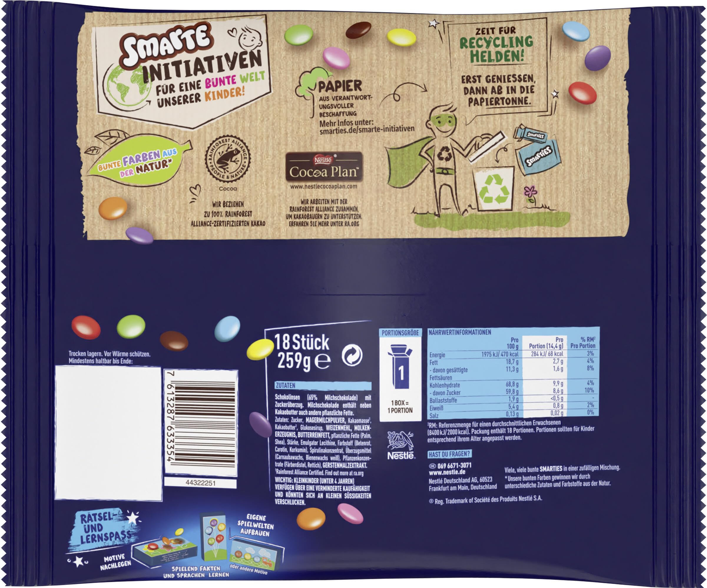Nestlé SMARTIES Mini XXL Beutel bunte Schokolinsen 259g