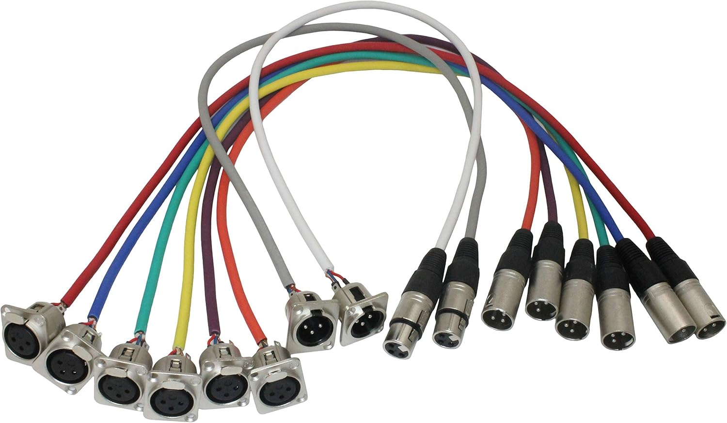 Replacement XLR Pigtails for Floor Boxes and Rack Panels 6 Female 2 Male