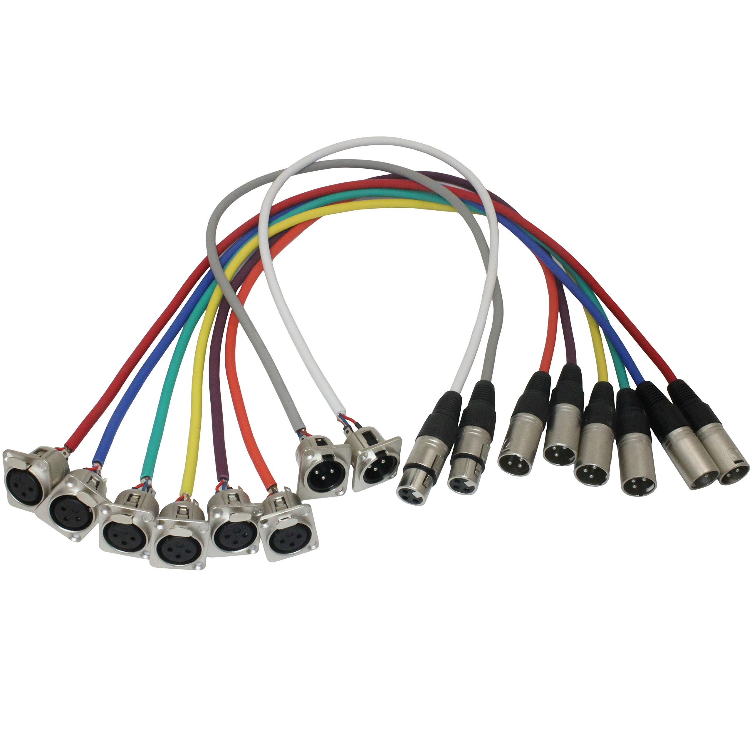 MCSPROAUDIO Replacement XLR Pigtails for Floor Boxes and Rack Panels 6 Female 2 Male