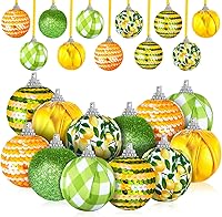 Vista 9 de 12 piezas de adornos para árbol de cáncer de mama, bola de cinta rosa colgante de lentejuelas rosadas, adorno para decoración de árbol