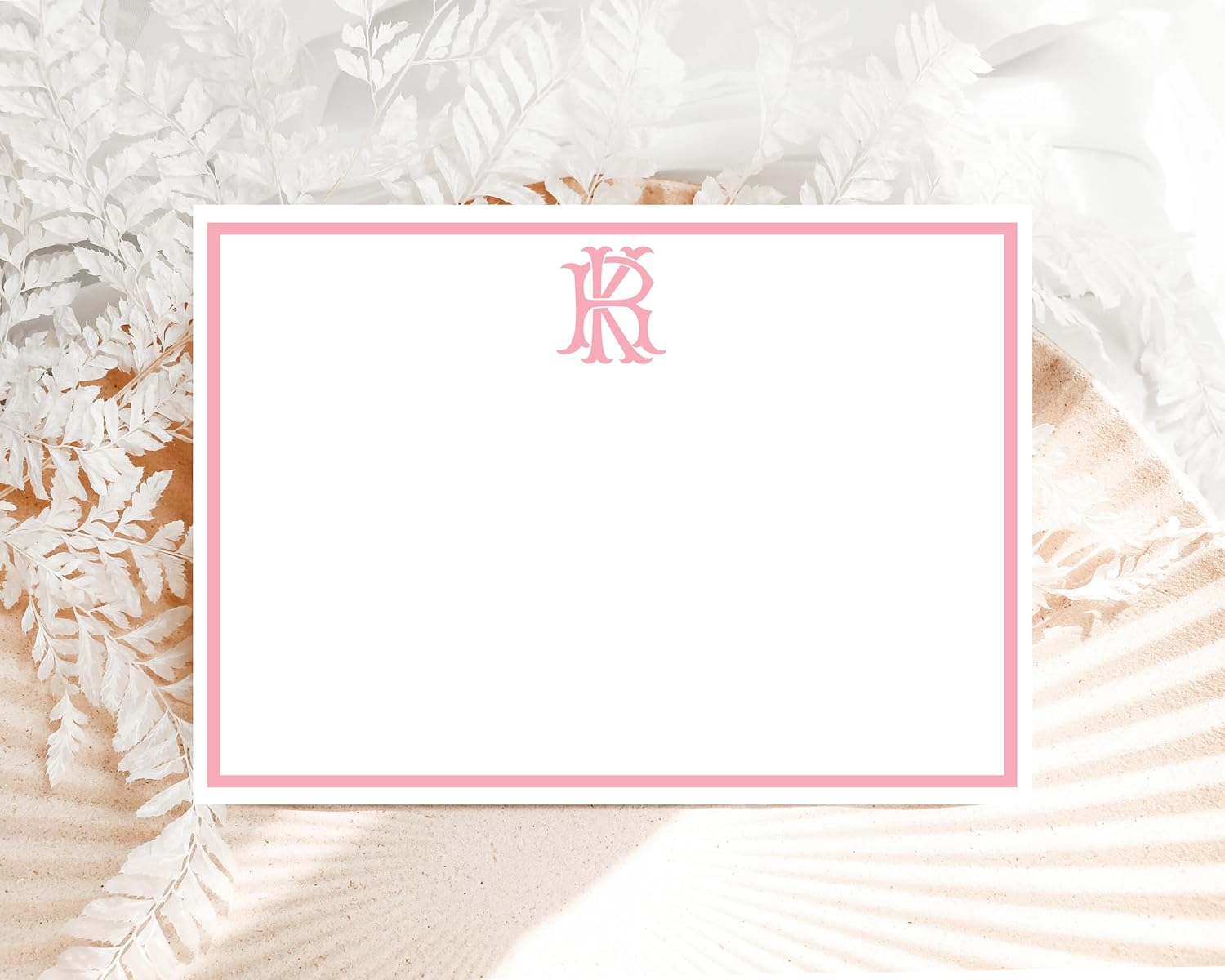 Monogram Stationery, Personalized Monogrammed Note Cards, Flat Cards, Thank You Notes, Custom Initial Stationary, Notecards, Set of 10 Cards and Envelopes (Style 1 (23-57))