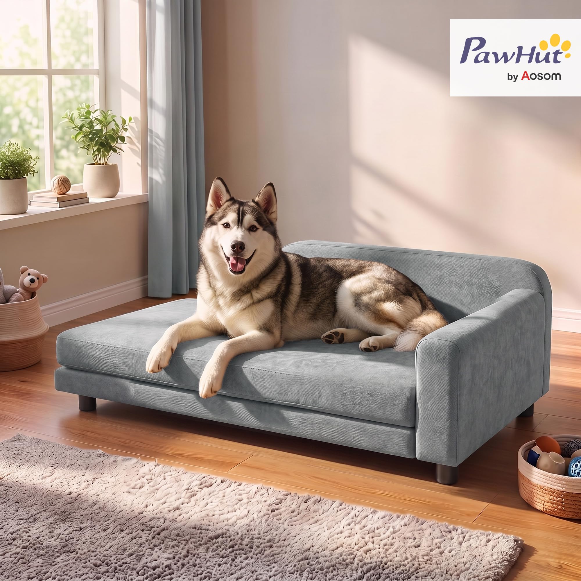 PawHut Hundesofa XL orthopädisches Hundebett mit Rückenlehne große Hunde
