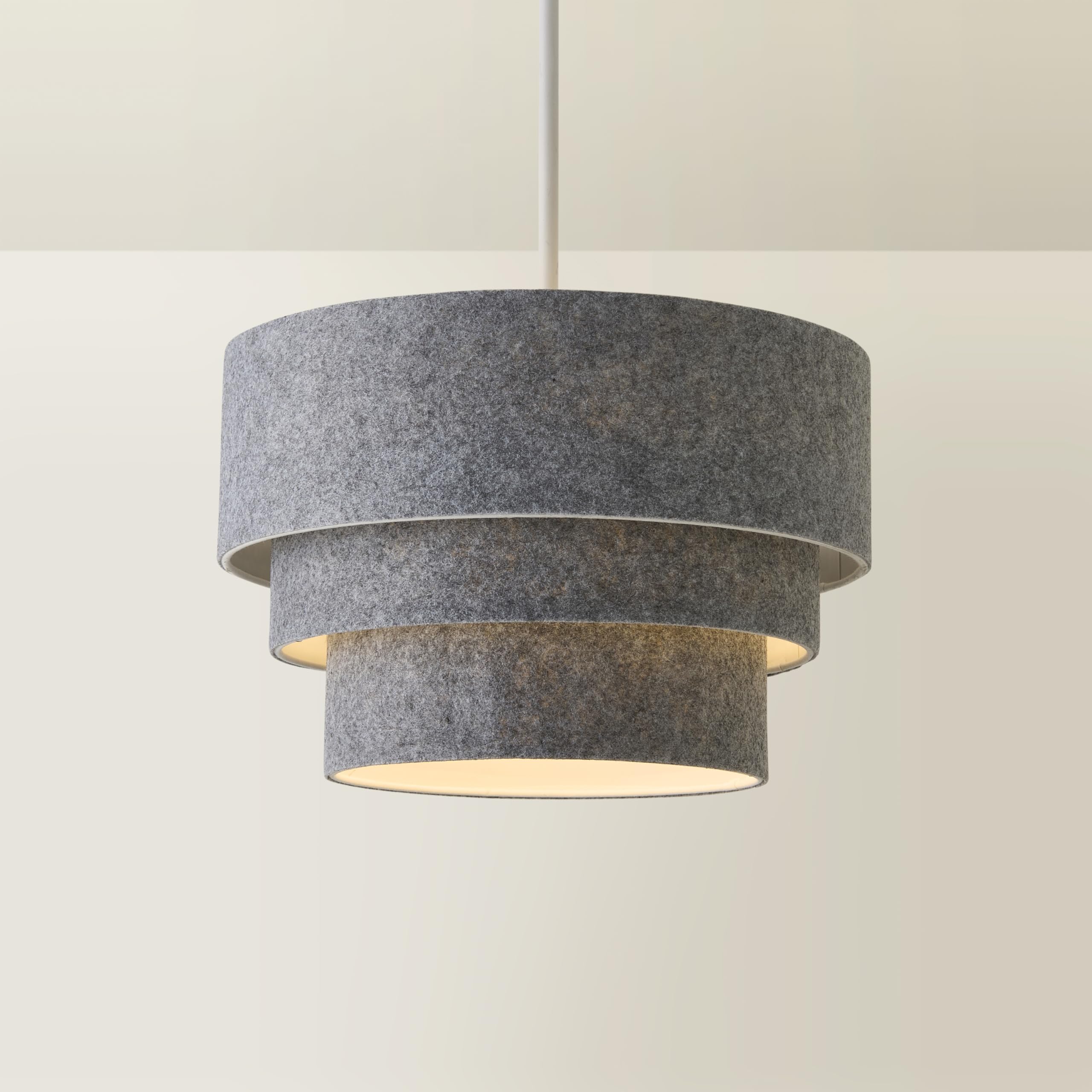 Valuelights Grey Aztec Felt Three Tier Easy Fit Ceiling Pendant Lamp Shade With Bulb In