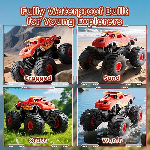 Miniatura 2 de Camión monstruo anfibio, 116 impermeable con control remoto, juguetes para 60 minutos de juego, vehículo todoterreno 4WD 360, ideal para cumpleaños