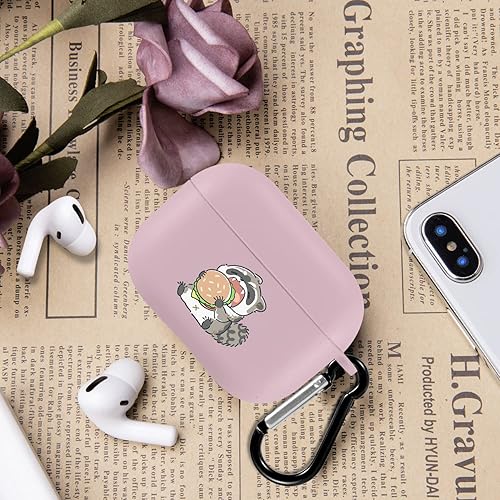 Miniatura 7 de JOYLAND Cute Eat Raccoon Funda compatible con Airpods Pro Pink Soft TPU, soporta carga inalámbrica a prueba de golpes, funda protectora para Airpods