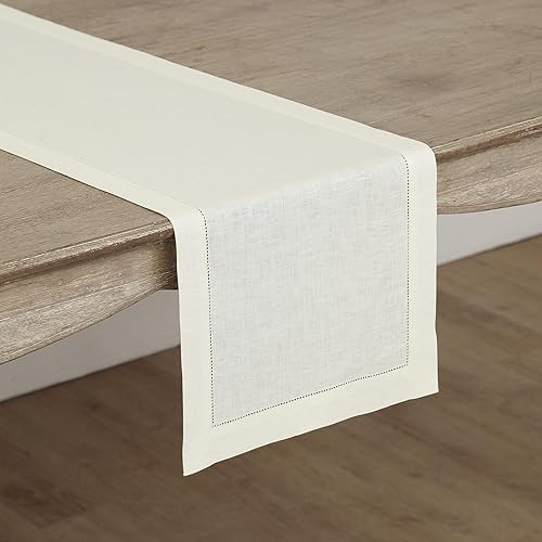 Miniatura 2 de Solino Home Camino de mesa de lino marfil de 108 pulgadas de largo  100% lino puro de 16 x 108 pulgadas  Camino de mesa de comedor de granja para
