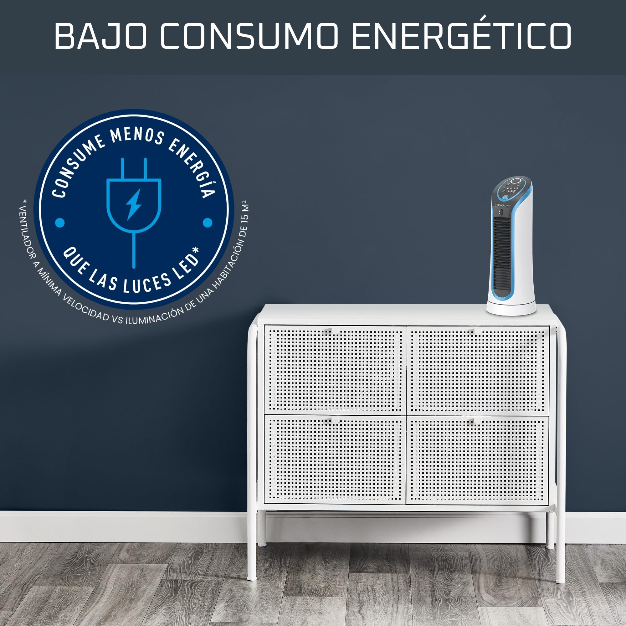 Rowenta Eole Compact VU6210F0 - Ventilador de Torre Silencioso 45 dB, 30W, Oscilante, Bajo Consumo, 3 Velocidades, Temporizador 8h, Airflow 3D, Rejilla Ajustable (Reacondicionado Certificado)
