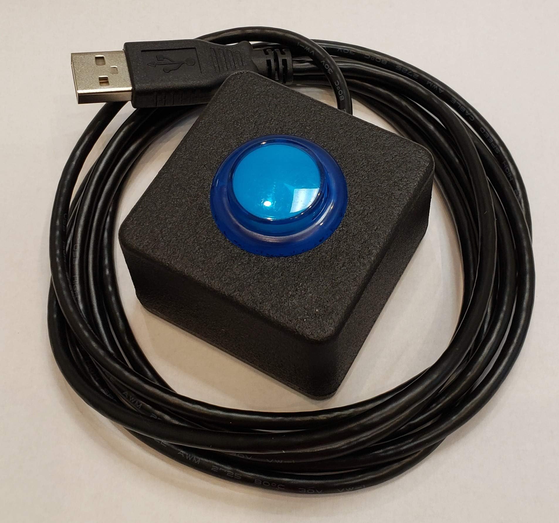 USB HID Programmable Single Button Arcade Switch w/2M Cable (Blue)