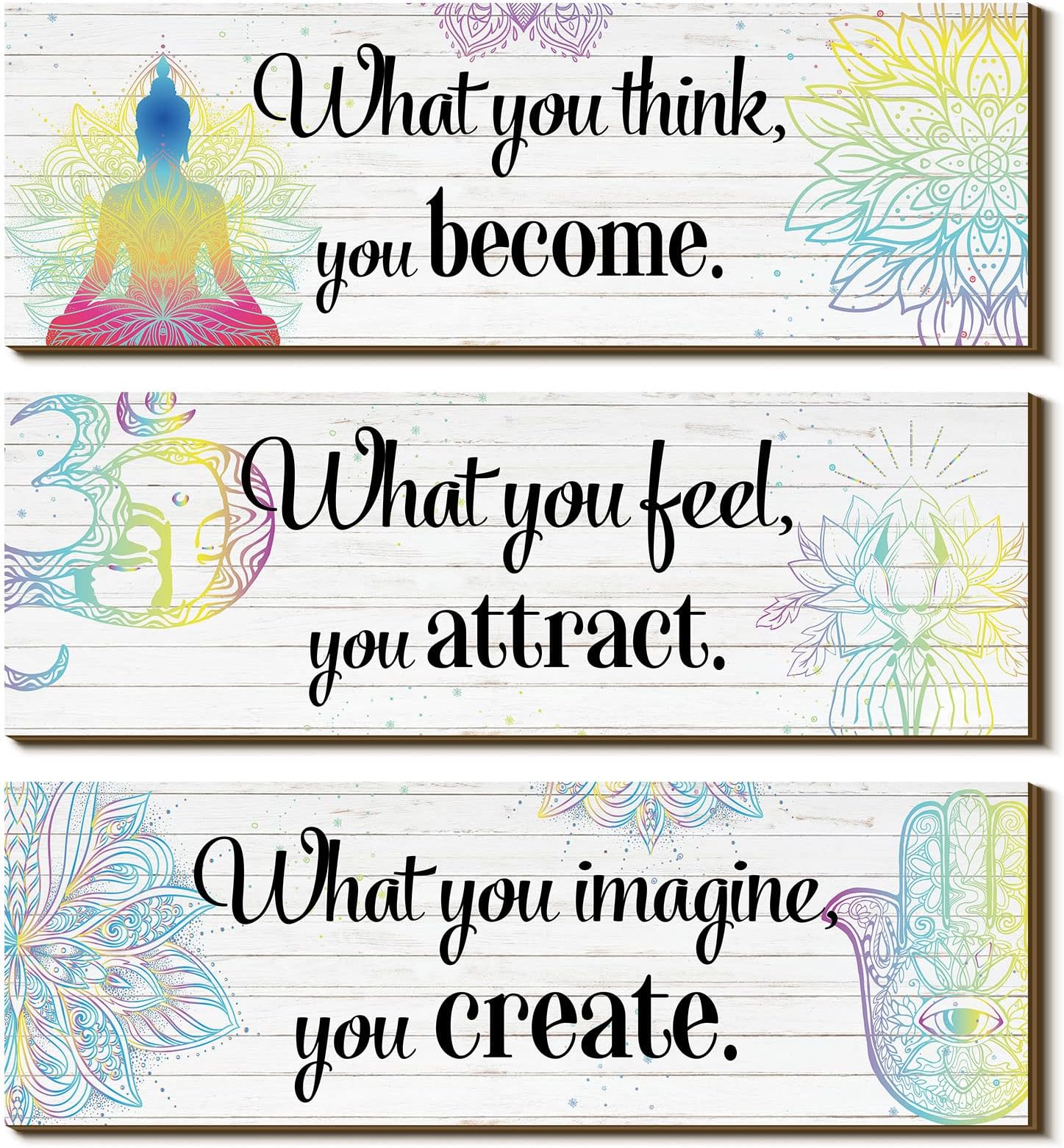 3 Buddha Wall Art Decor Chakra Decor for Bedroom Zen Meditation Wall Decor Buddha Quotes Decor Wall Art Spiritual Gift Wall Hanging Buddhism Spa Room Decor Yoga Wall Art for Women (What You Think)