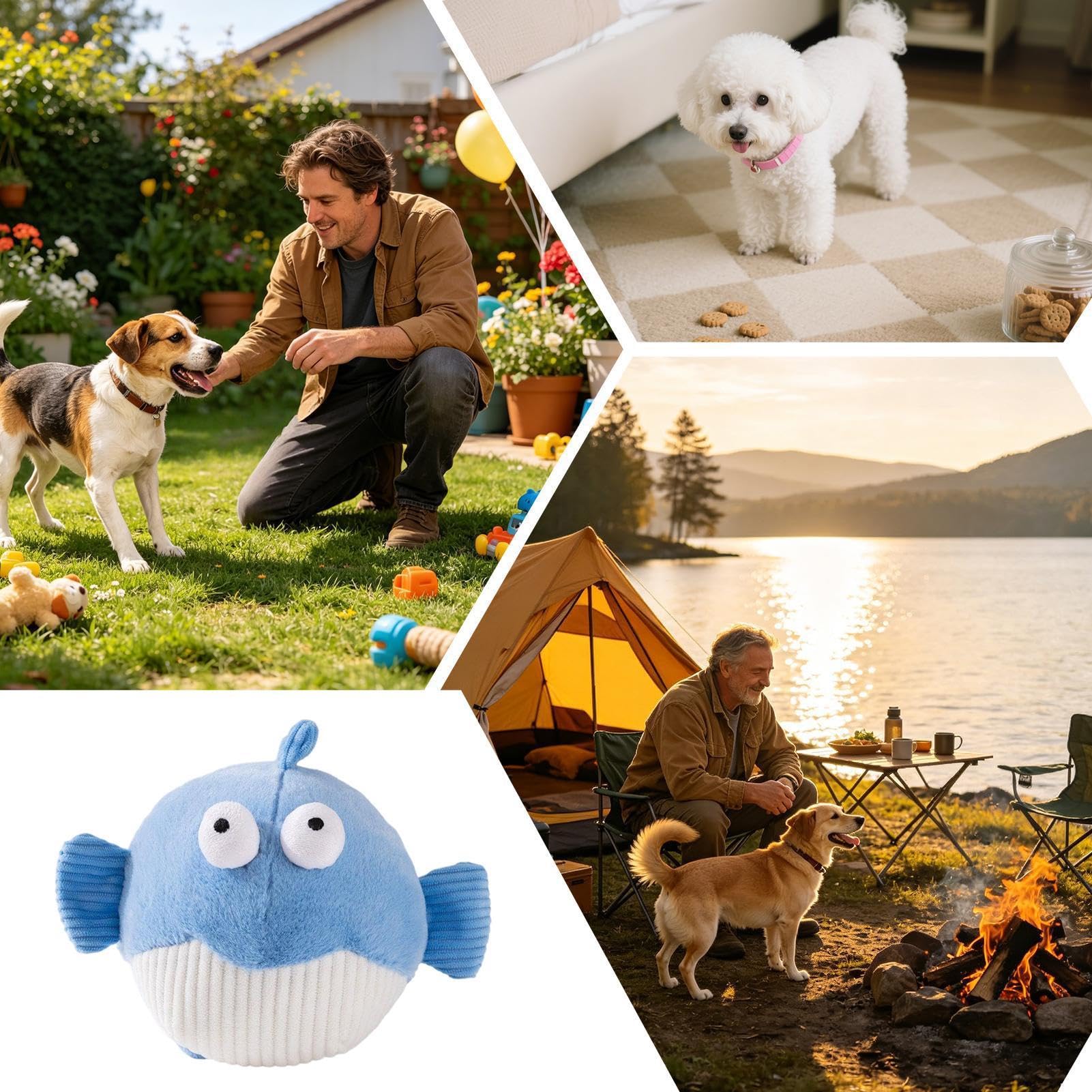 Pelota Rebotadora de Perros Peluche Eléctrico Chirriante de Cachorros | Juguetes Chirriantes Caninos para Dueños Entrenadores Apartamento Casa Oficina Dormitorio Salón Estudio Juego