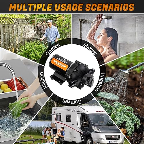 Miniatura 19 de Bomba maceradora para bomba de agua RV de 12 V, bomba de picadora de aguas residuales autocebante rápida de 12 GPM con volquete de almacenamiento