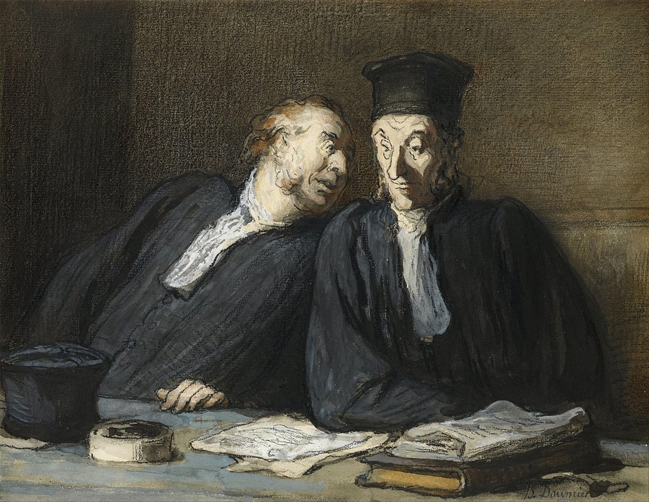 ARTXLXXBN Famous Prints Artwork Pictures Poster Painting Art Two Lawyers Conversing by Honoré Daumier Artwork Landscape Pictures for Home Decor 60x90cm