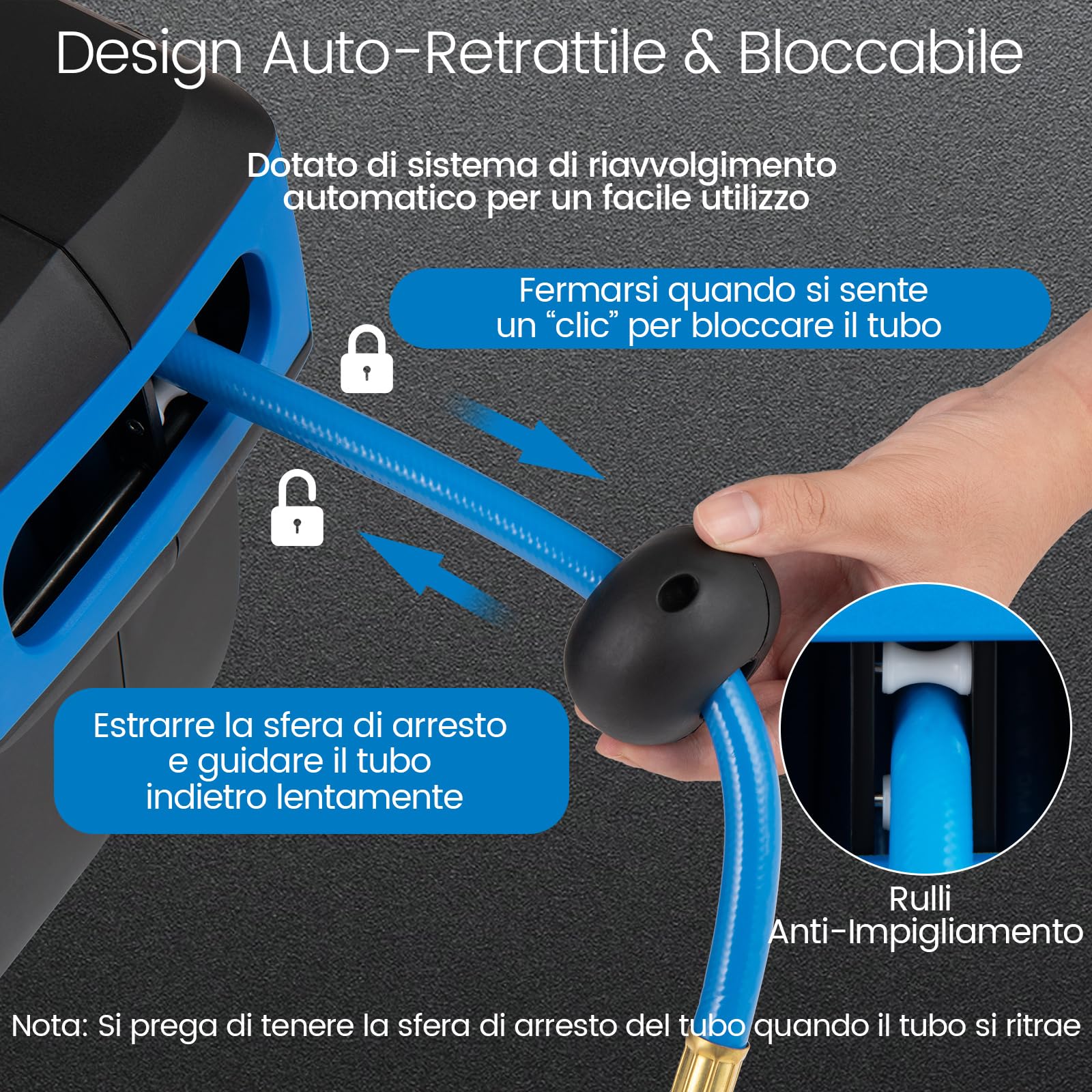 RELAX4LIFE Avvolgitubo da Parete per Irrigazione, Avvolgitore Tubo Acqua Retrattile, 15+1,5 m/20+2 m/30 m, con Supporto Orientabile a 180°, Kit Completo per Irrigazione Efficace, Prato, Giardino (15m)