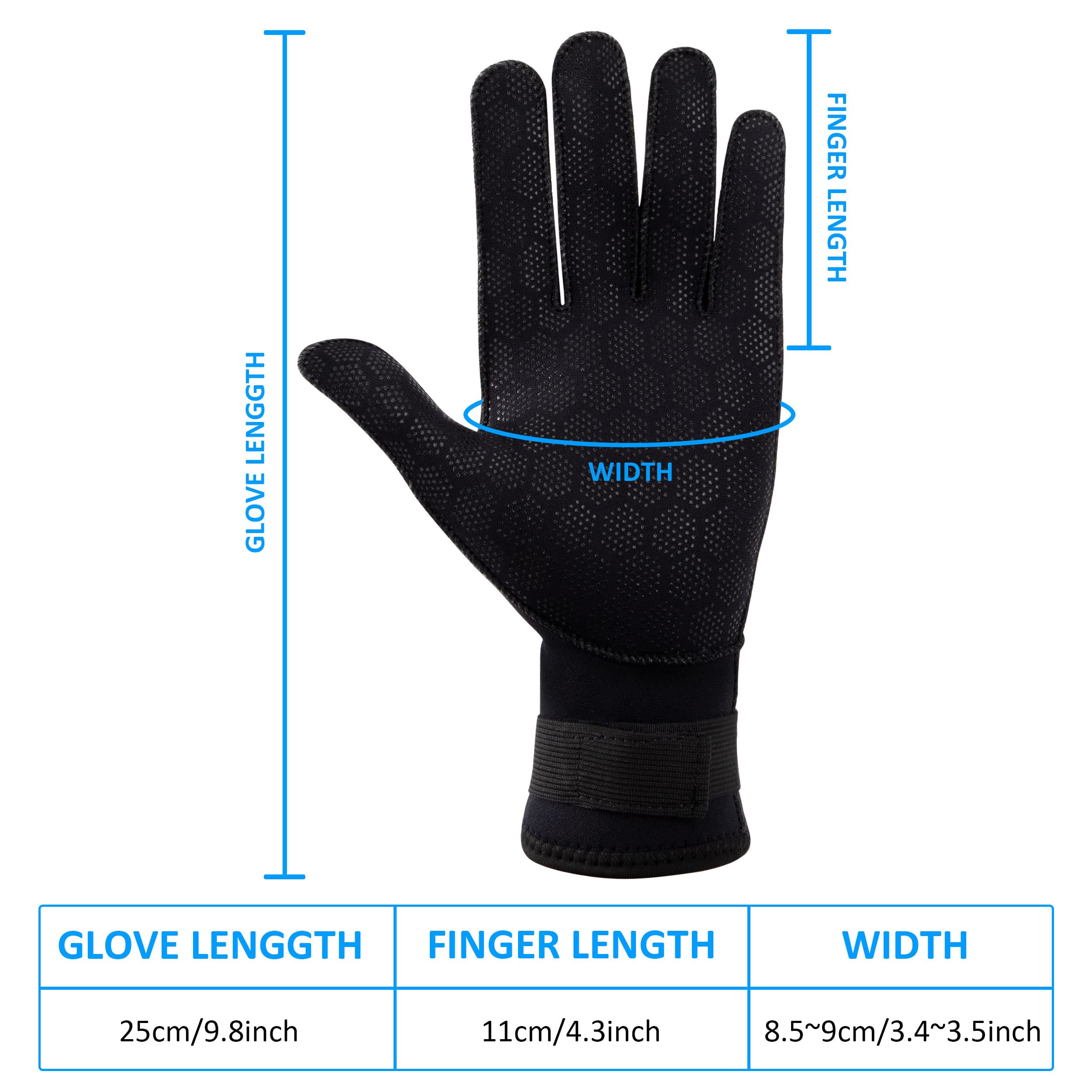 Guanti da Immersione in Neoprene 3mm Guanti da Muta Nero Antiscivolo Polso Elastico Regolabile Caldo per Subacquee Snorkeling Pesca Sport Acquatici Unisex Adulto Donne Uomini