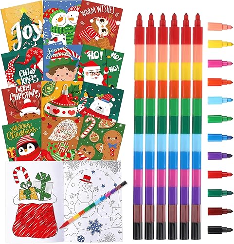 24 libros de colorear de Navidad para niños a granel con 24 lápices de colores, libros de actividades de Navidad con marcador, relleno de bolsas de
