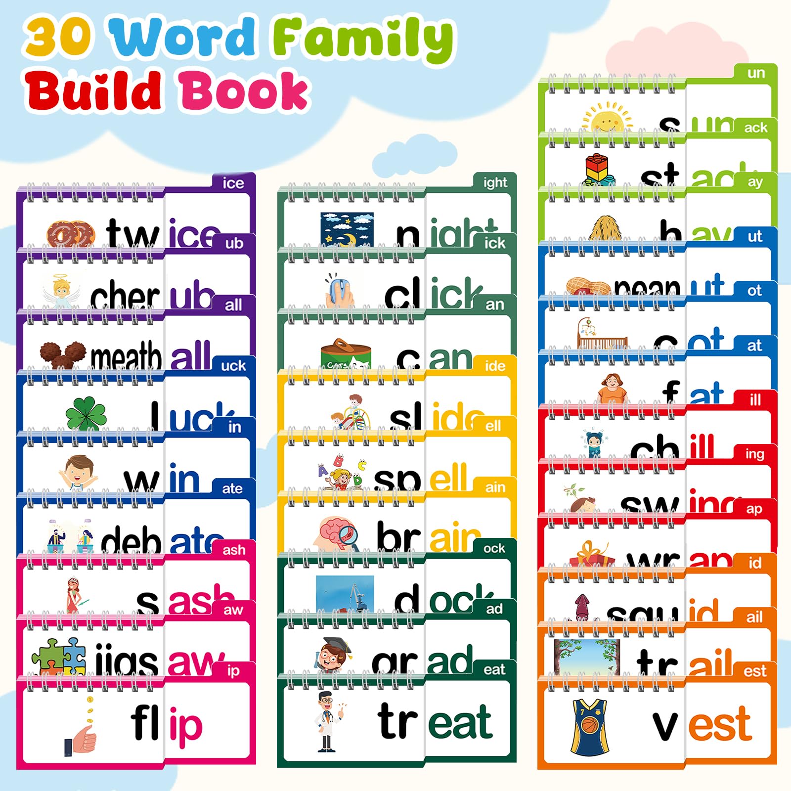 Word Family Build Book, 30 Read and Rhyme Flip Activity Book - Image 4
