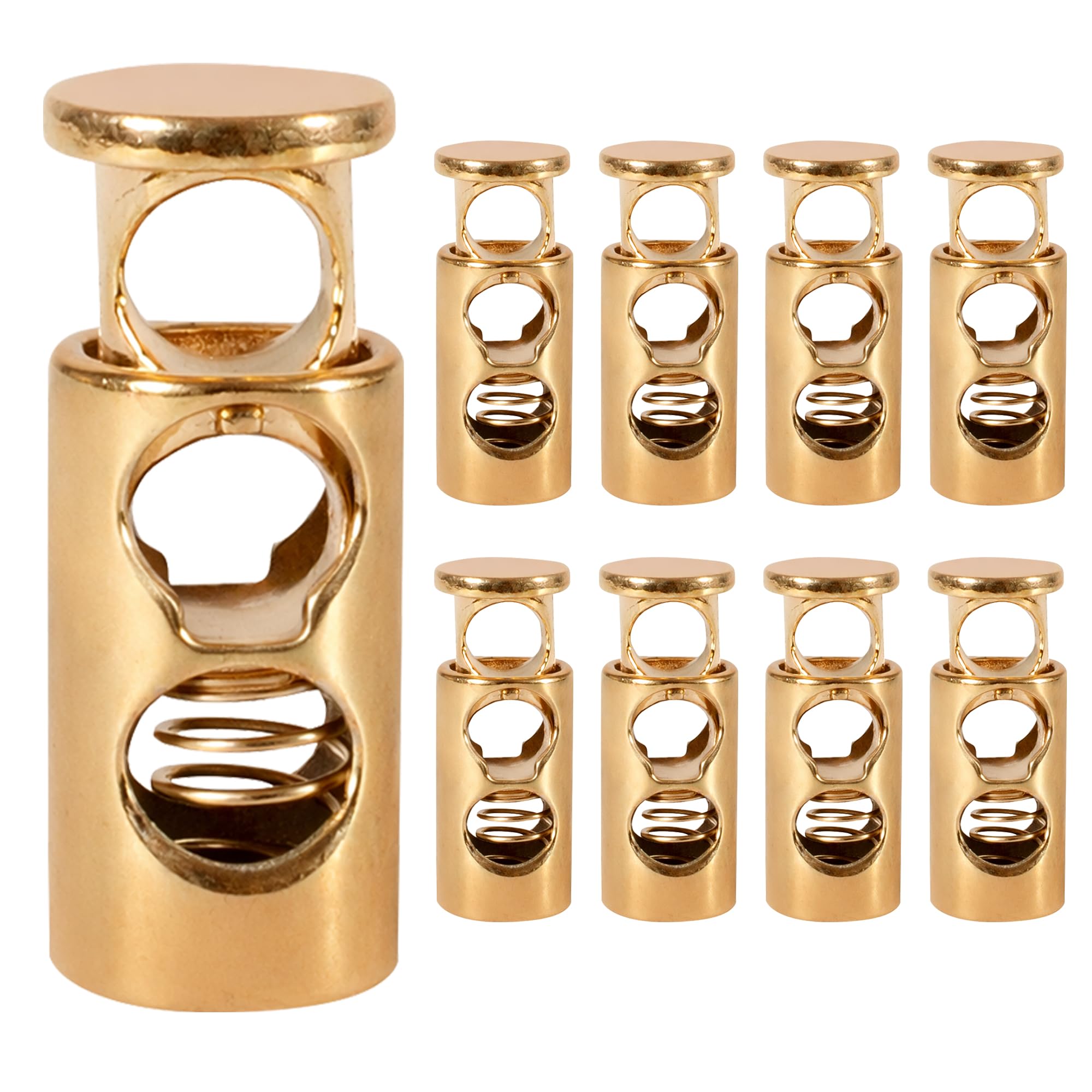 Trimming Shop Metal Cord Lock Spring Loaded Toggle Stopper - Drawstring Fastener for Jackets, Hoodies, Luggage, Backpack, Sportswear, Lanyards & Shoelaces (Gold, 20pcs)