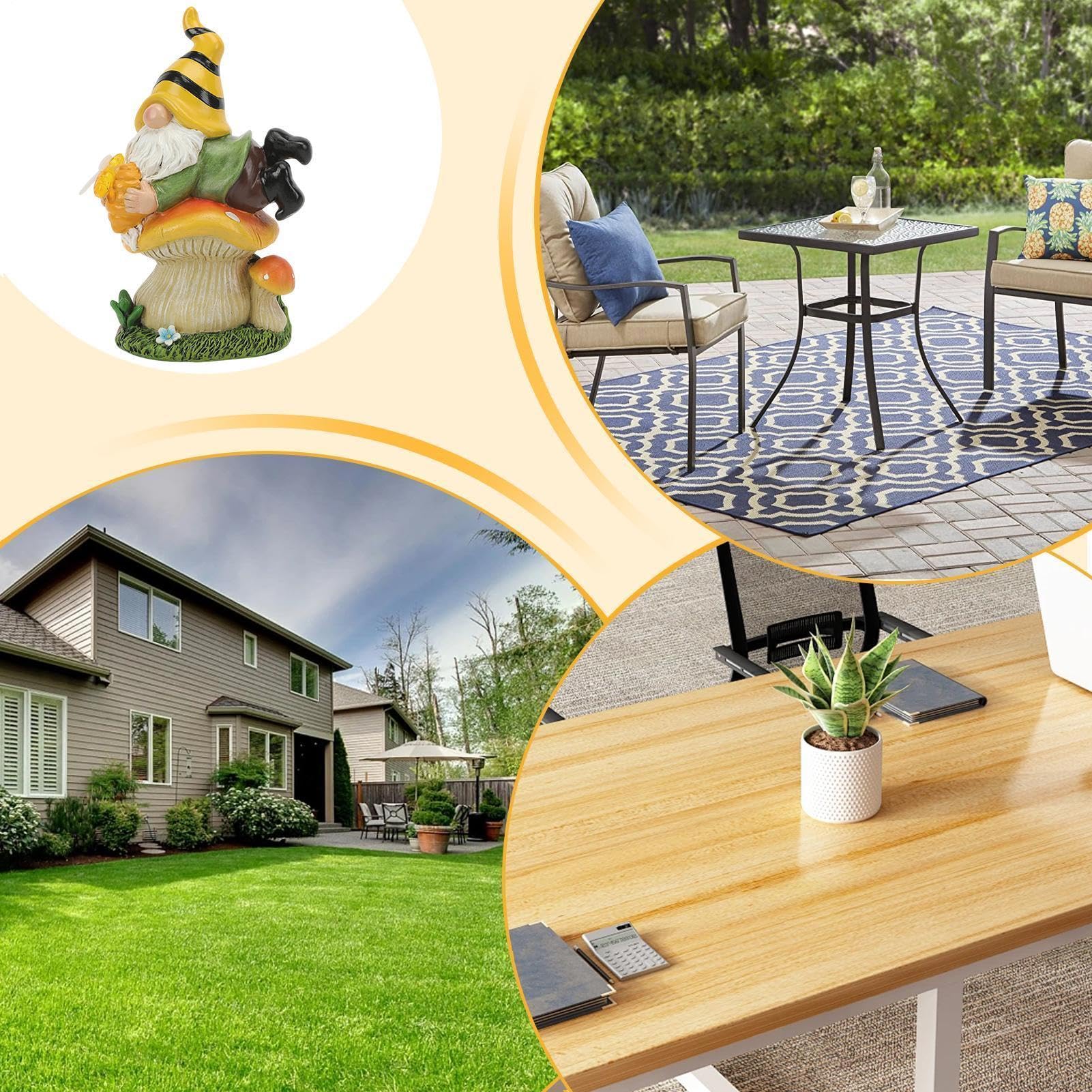Statuetta decorativa a forma di nano in resina a energia solare | Gnomo a forma di ape sdraiato sul fungo per giardino, prato, patio, portico, balcone, cortile, laghetto, davanzale