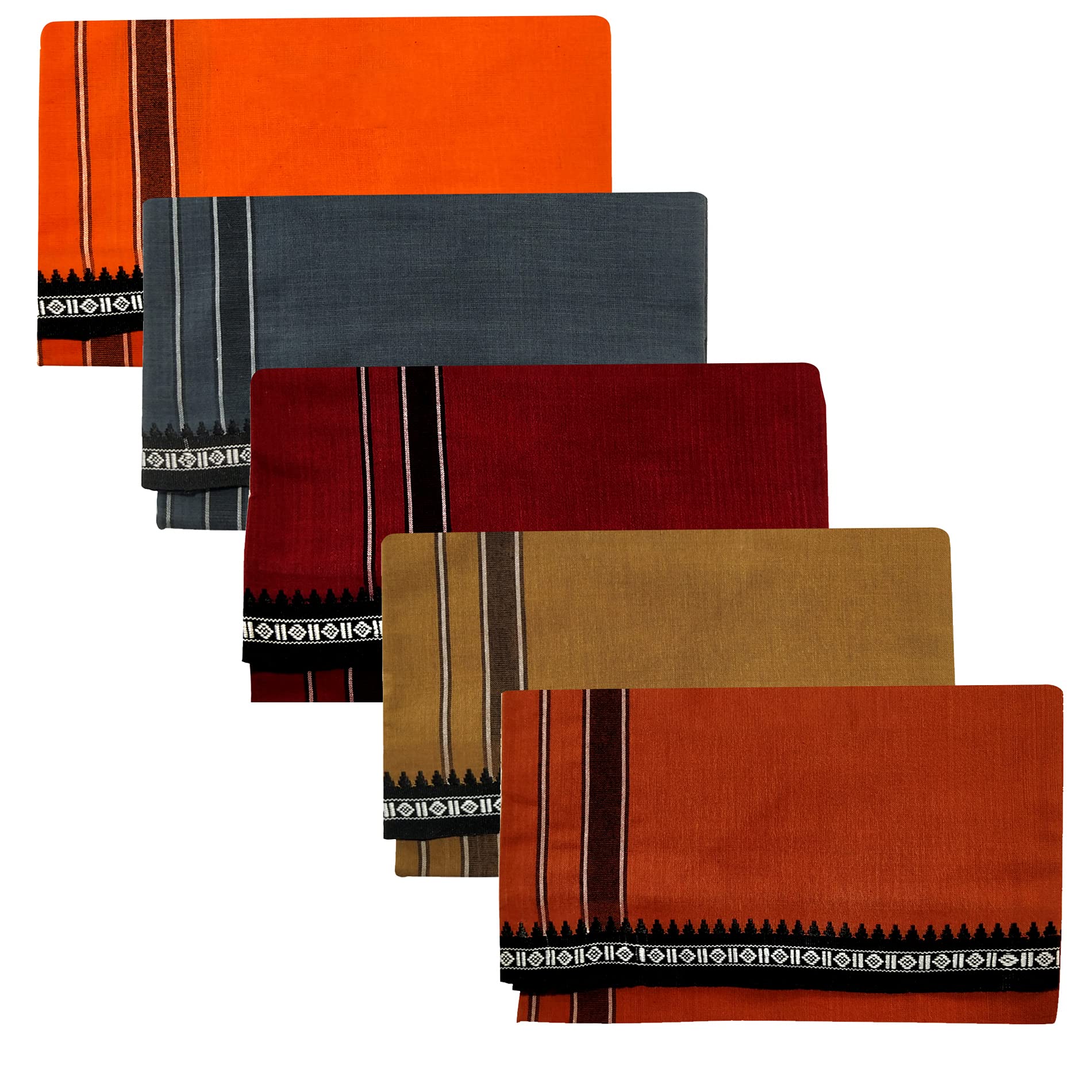 Men's Fancy Dhoti with border (Pack of 6) (Kavi)-image-33