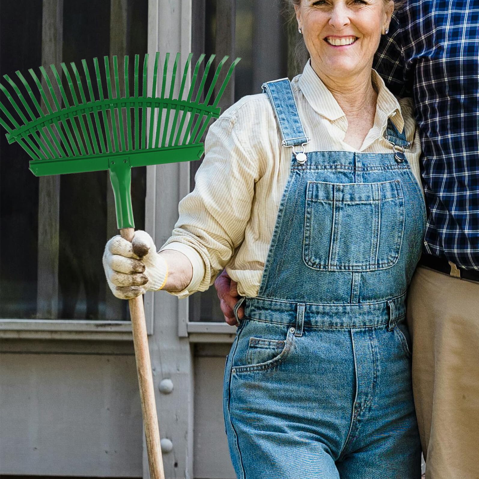UPKOCH Handrechen aus Kohlenstoffstahl Kleiner Gartenrechen für Laub und Gras Laubharke mit 25 Zinken für Gartenarbeit im Außenbereich