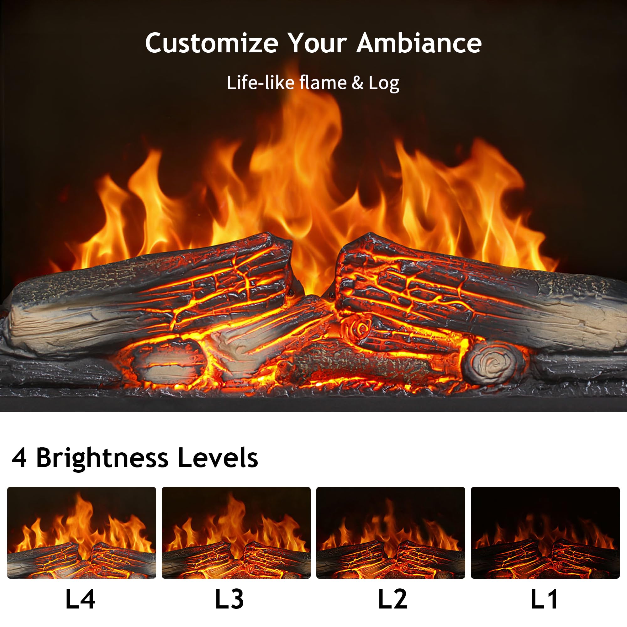 23 Electric Fireplace Realistic Flame & Logs Adjustable 4 Flame Brightness Fireplace Insert with Remote 8H Timer Overheating Protection 1400W23 W X 17 316 H product thumbnail 6