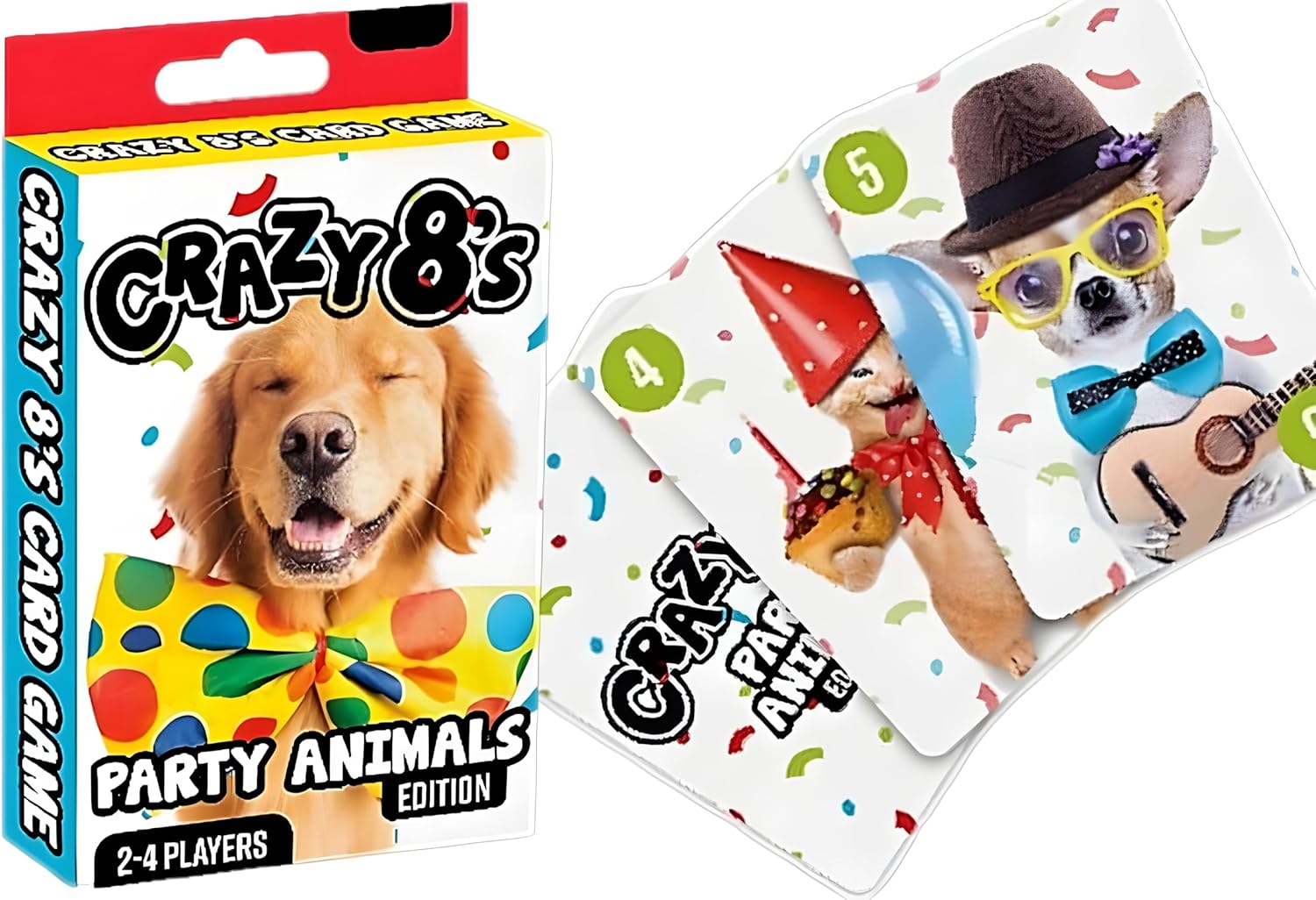Bexter Crazy 8’s Card Game – Fun Party Animals Edition – Ages 16+ – Colorful Playing Cards – Large Size 4.75" x 3.4" – Classic Crazy Eights Party Favor Game