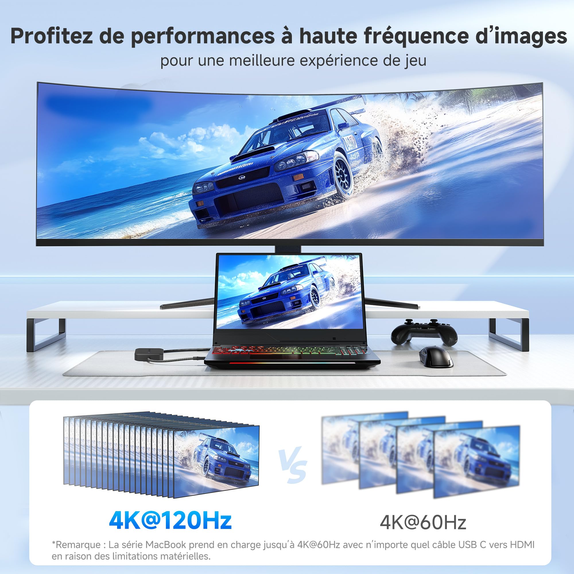 Cable Matters Hub USB-C 8K HDMI 2.1, Dock USB-C HDMI, Noir | 8K@30Hz / 4K@120Hz, Ethernet Gigabit, charge USB PD 100 W, transfert de données 5 Gbit/s, noir