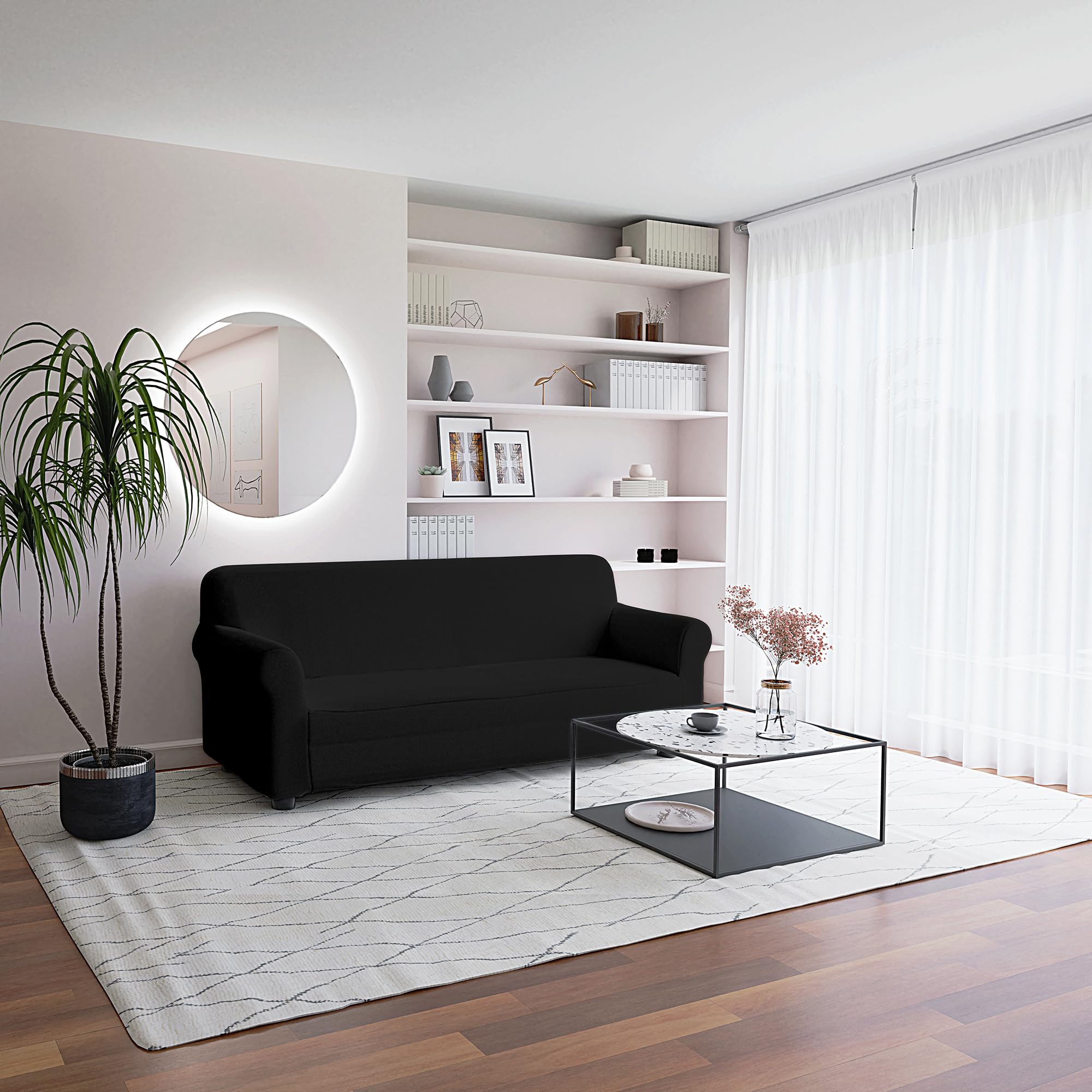 Italian Bed Linen Two-way Sofa Cover More Beautiful Black 3 Seater