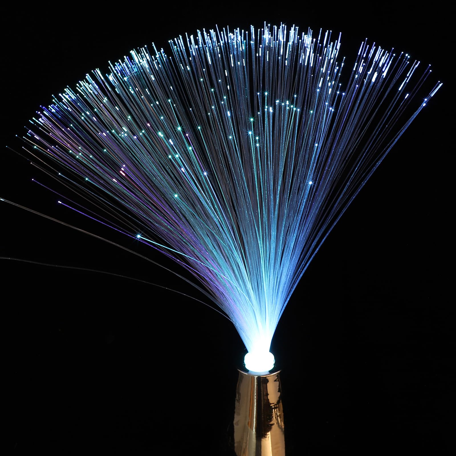 Housoutil Fibreglass Lamp, Multi-Colored Fibre Optic Light, LED Colour Changing, Battery Operated, Tabletop, Indoor, Modern, Glam