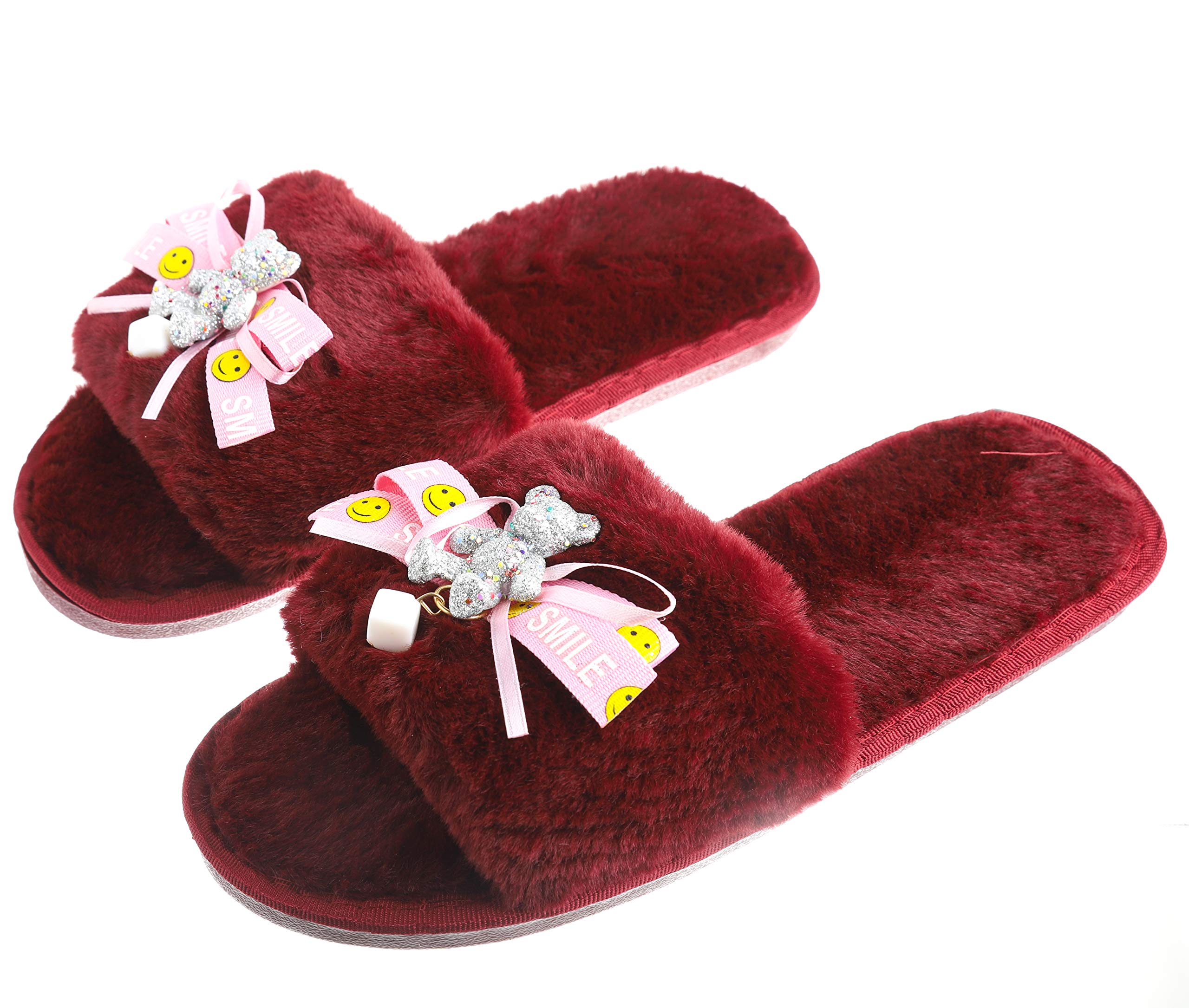 Dekkin Womens Teddy Bear Fur Soft Winter Indoor Open Maroon Slipper - 5 UK to 6 UK (B08GY5XNHR) Amazon Price History, Amazon Price Tracker