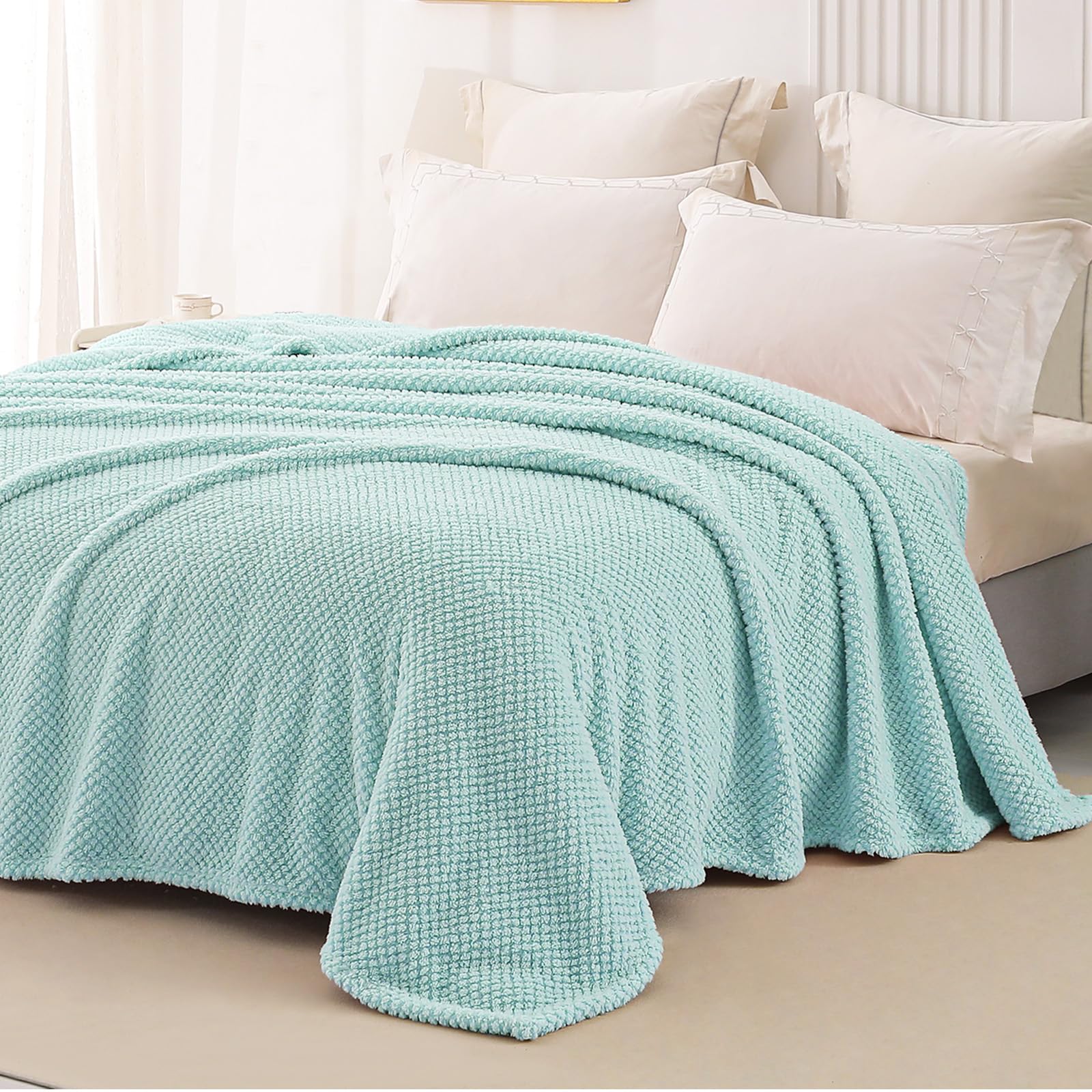 Whale Flotilla Double Size Fuzzy Fleece Blanket for Bed 150x200 CM Fluffy Warm Soft Jacquard Bed Blankets for All Season Lightweight and Cozy - Image 2
