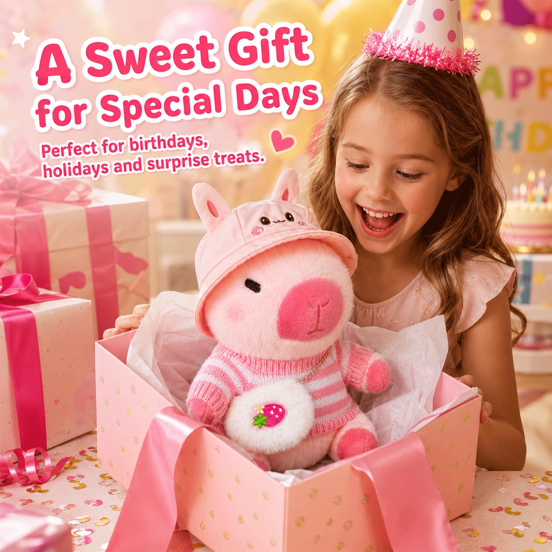 Capybara Peluche Con 7 Piezas De Ropa Y Accesorios – Muñeca De Capibara Vestible Para Niñas Y Niños, Juguete Tierno Y Regalo Ideal Para Cumpleaños O Navidad