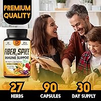 Vista 6 de Suplemento de fibra y especias 27 en 1, combinado con psyllium orgánico, manzana entera, saúco y más - Apoya el estado de ánimo, el cuerpo