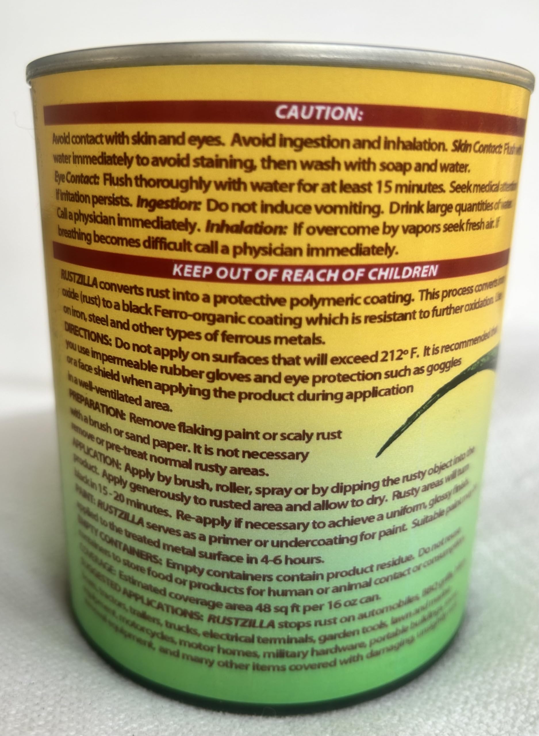 RUSTZILLA FARM EQUIPMENT RUST CONVERTER AND REMOVER, Professional Strength for All Metals Including Stainless Steel and Cast-Iron, 16 oz. RZFE-16