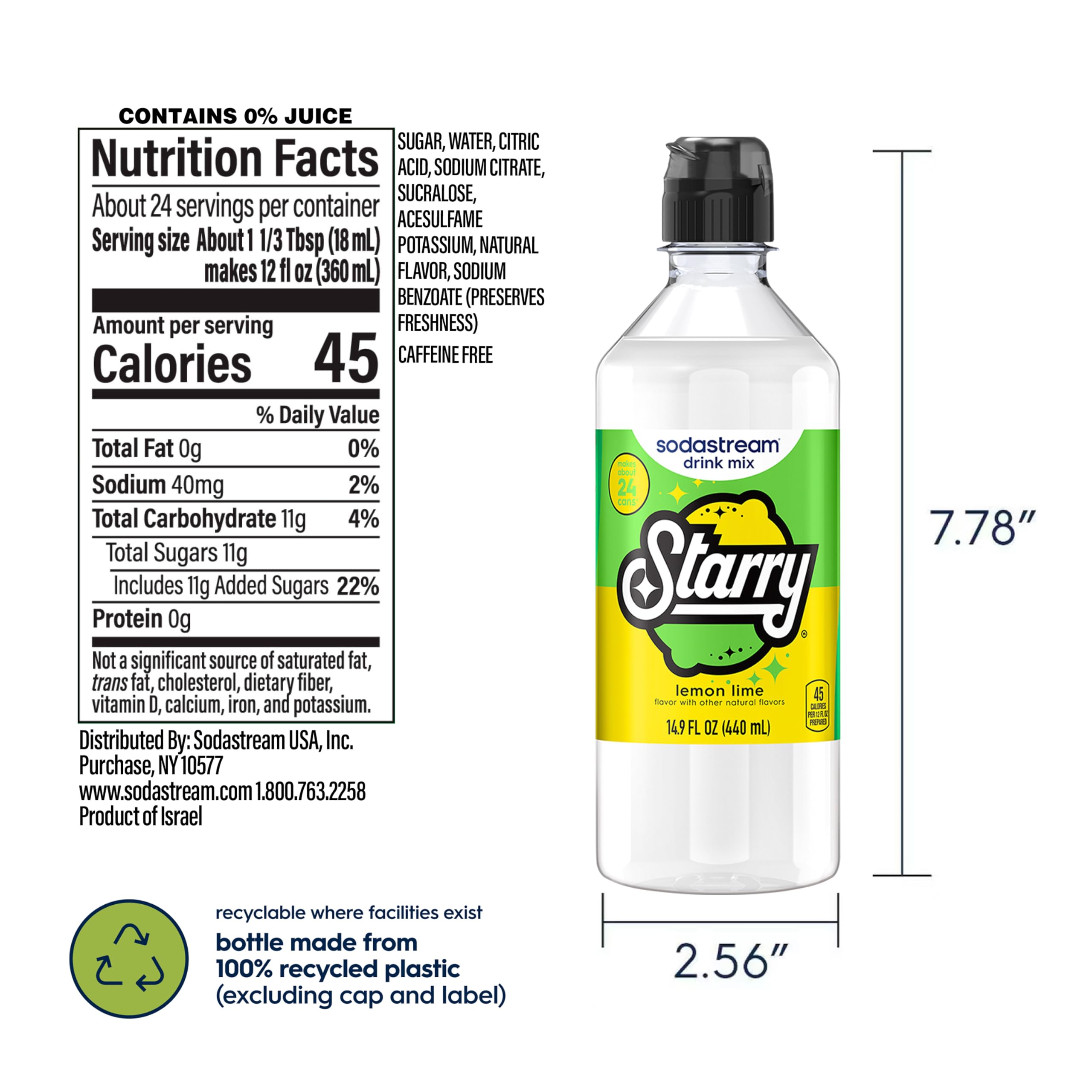SodaStream® Starry ® New Pour Bottle Beverage Mix 14.9 Fl Oz (Pack of 4)